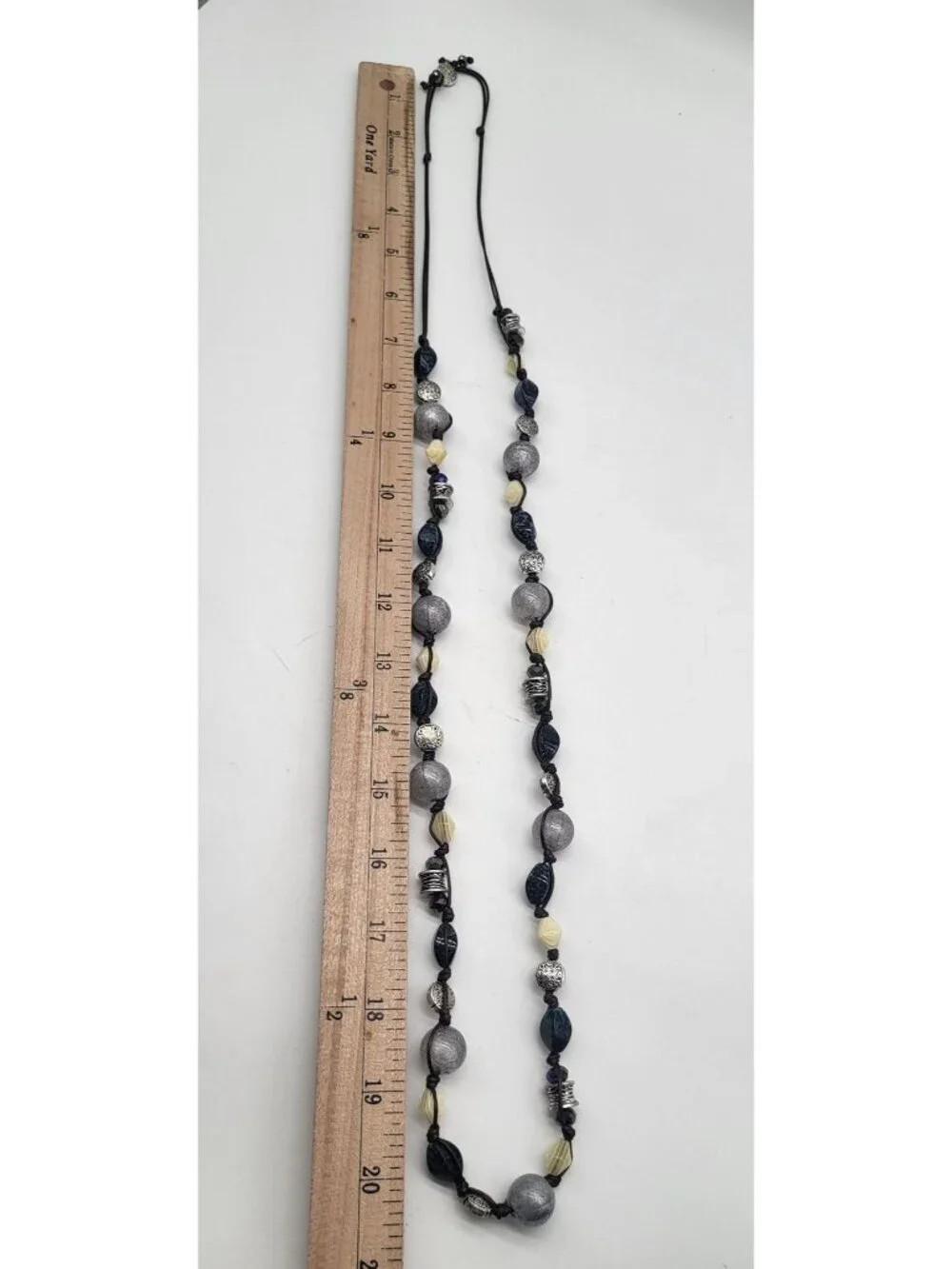 Premier Designs Chambray Necklace Adj Antique Silver Plated Glass Acrylic Beads - Picture 3 of 7